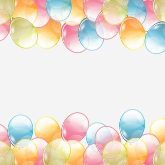 Birthday background with colored transparent balloons vector 03