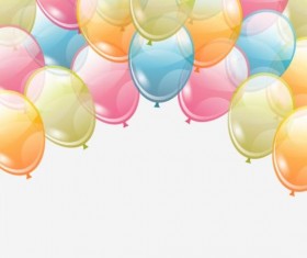 Birthday background with colored transparent balloons vector 04