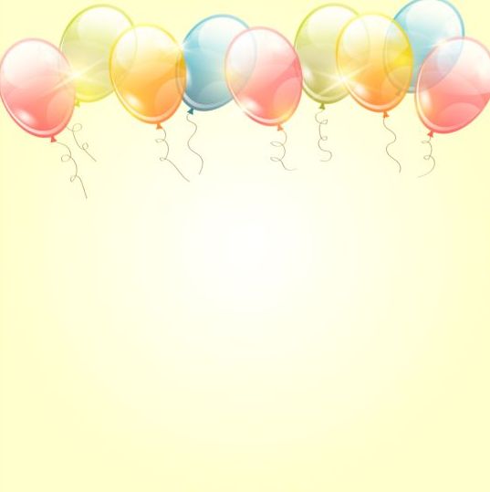 Birthday background with colored transparent balloons vector 05