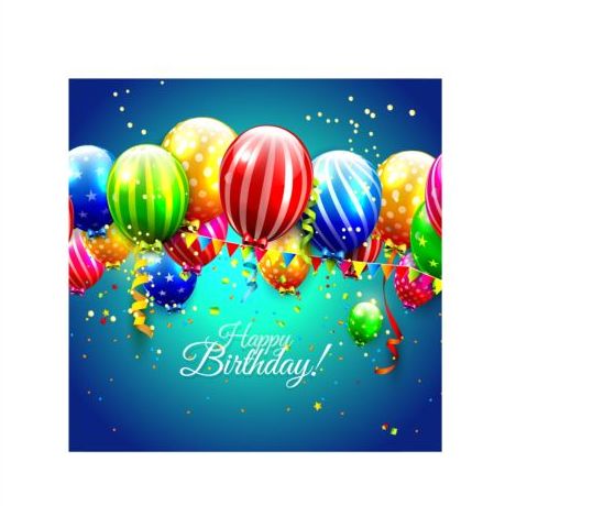 Birthday background with pennants and balloon ribbon vector