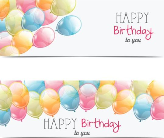 Birthday banner with transparent balloon vector free download
