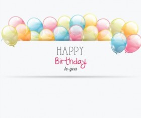 Birthday card with transparent balloons vector 01