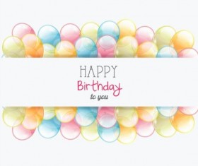 Birthday card with transparent balloons vector 02