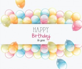 Birthday card with transparent balloons vector 03