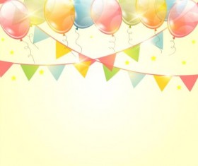 Birthday pennants background with colored balloon vector