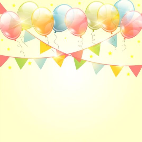 Birthday pennants background with colored balloon vector