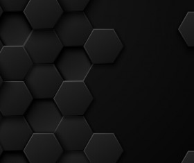 Black background with hexagon vector