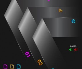 Black business infographic data template vector 02