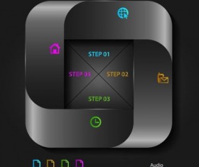 Black business infographic data template vector 07