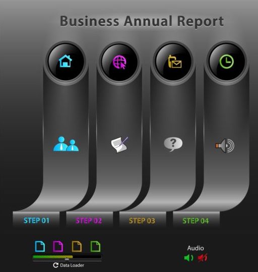Black business infographic data template vector 08
