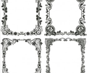 Black floral frame vector material 01