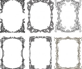 Black floral frame vector material 02