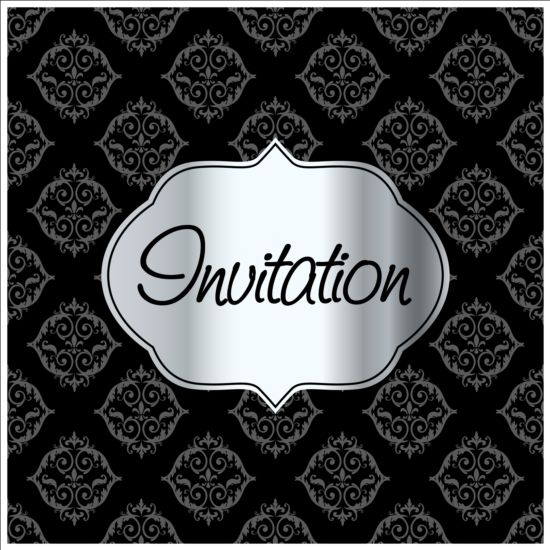 Black with white invitation background vectors