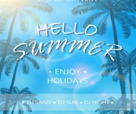 Blue background with summer party vector