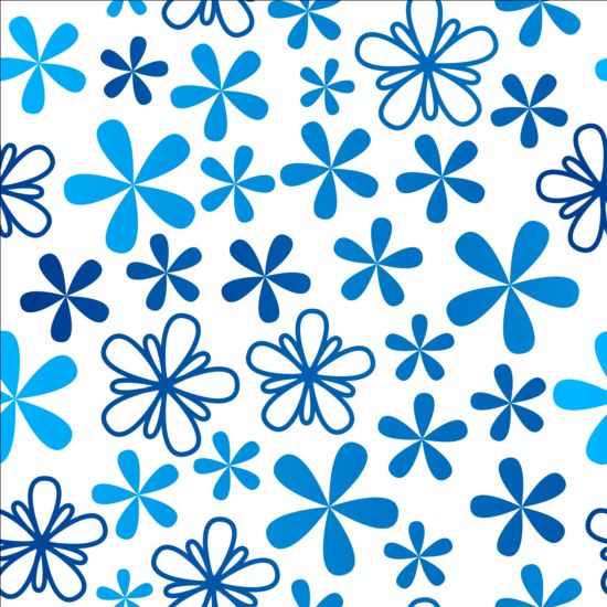 Blue floral seamless pattern vector
