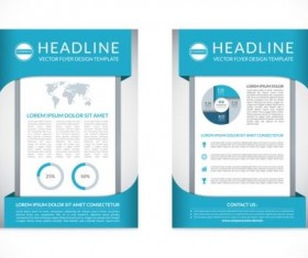 Blue modern brochure flyer cover vector set 03