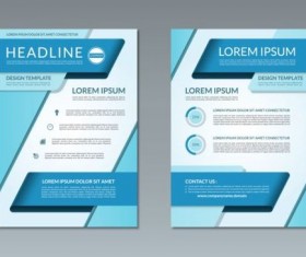 Blue modern brochure flyer cover vector set 04