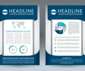 Blue modern brochure flyer cover vector set 06