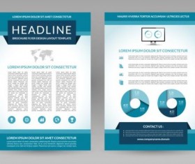 Blue modern brochure flyer cover vector set 07