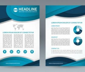 Blue modern brochure flyer cover vector set 08