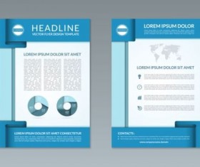 Blue modern brochure flyer cover vector set 10