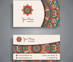 Business card with ethnic pattern vector set 01