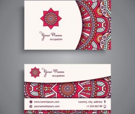 Business card with ethnic pattern vector set 02