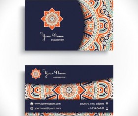 Business card with ethnic pattern vector set 03