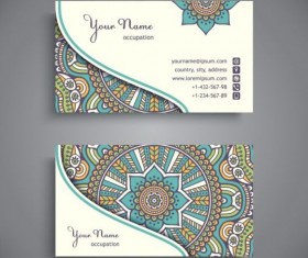 Business card with ethnic pattern vector set 04