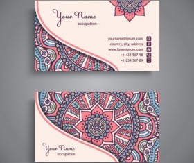Business card with ethnic pattern vector set 06