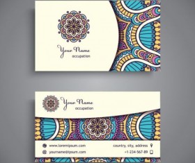 Business card with ethnic pattern vector set 07