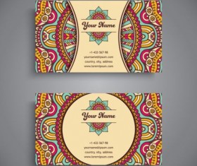 Business card with ethnic pattern vector set 08