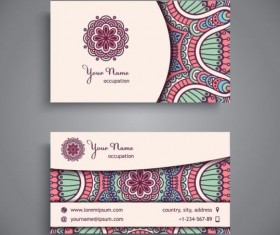 Business card with ethnic pattern vector set 09