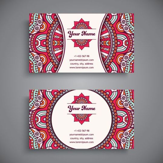Business card with ethnic pattern vector set 10