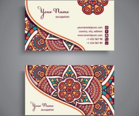 Business card with ethnic pattern vector set 12