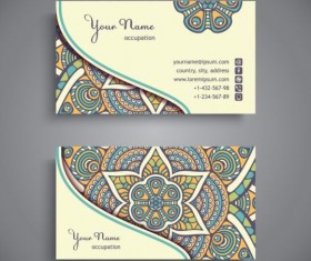 Business card with ethnic pattern vector set 14