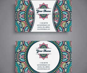 Business card with ethnic pattern vector set 15