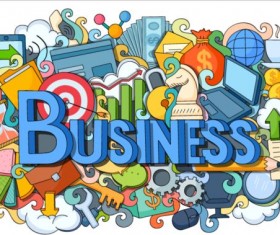 Business elements doodle vector