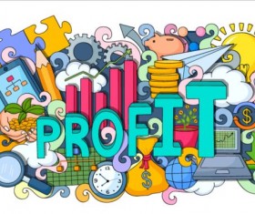 Business financial doodle vector illustration