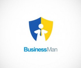 Business man shield vector logo