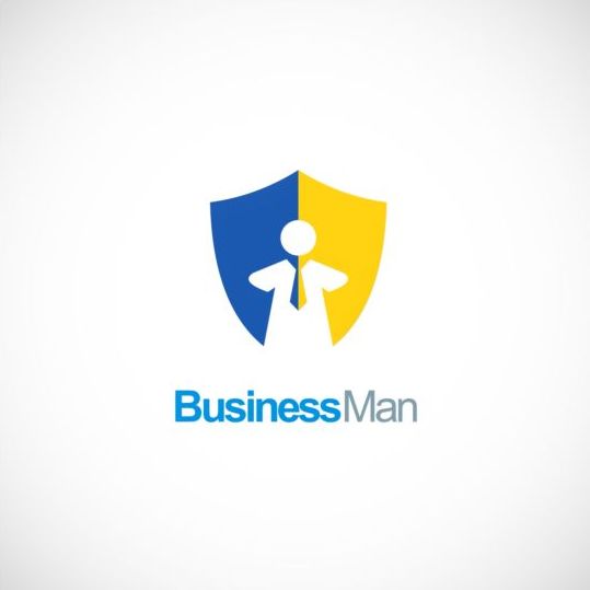 Business man shield vector logo