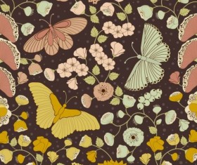 Butterflies with pattern vintage vector 01