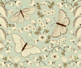 Butterflies with pattern vintage vector 02