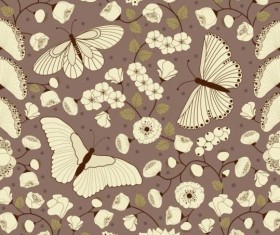 Butterflies with pattern vintage vector 03