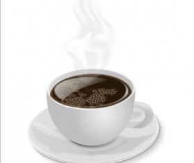 Cafe with white cup vector material 01