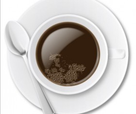 Cafe with white cup vector material 03