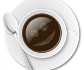 Cafe with white cup vector material 04