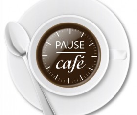 Cafe with white cup vector material 05