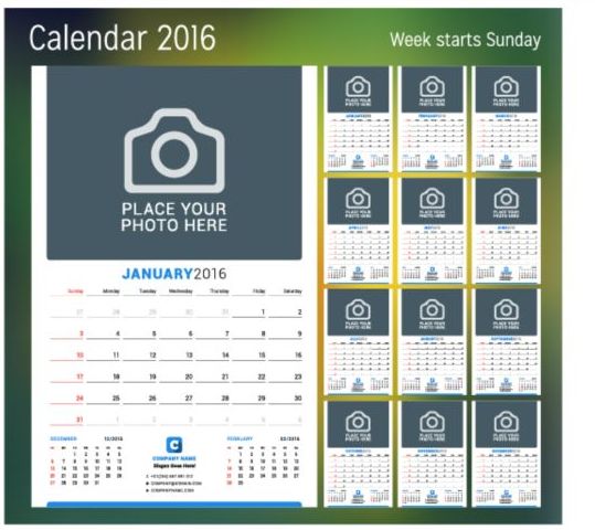 Calendar 2017 with photo vector design 05