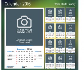 Calendar 2017 with photo vector design 06